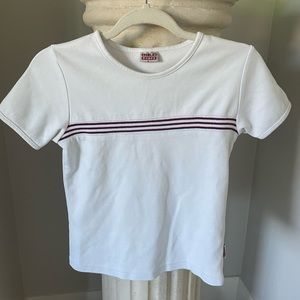 90’s white top with stripes
